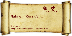 Mahrer Kornél névjegykártya